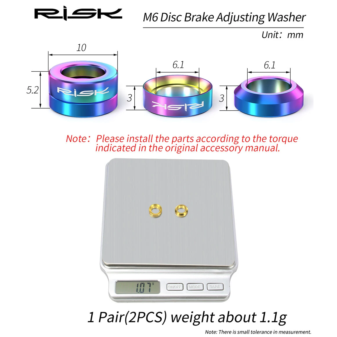 Вогнутая и выпуклая шайба из титанового сплава для горного велосипеда M6