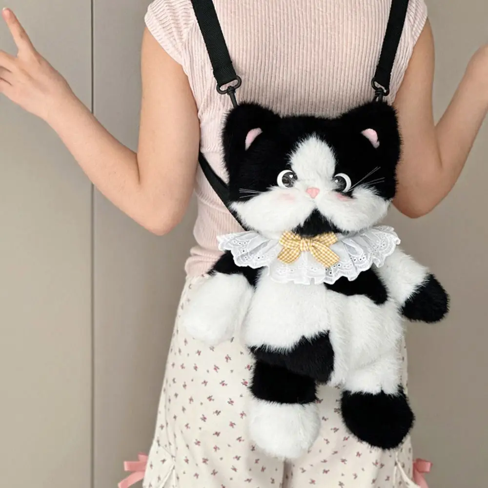 Calico Cat Coffee Плюшевый рюкзак Мультфильм Корова Кот Сиамский кот Плюшевая сумка Kawaii