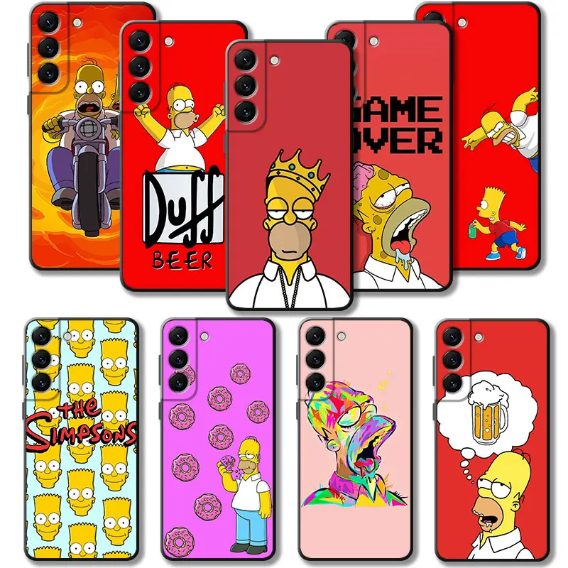 

Case For Samsung Galaxy S22 S21 S20 FE Ultra S10 S9 S8 Plus S10e Note 20Ultra 10Plus The Simpsons Homer Crown Red Eat Donut