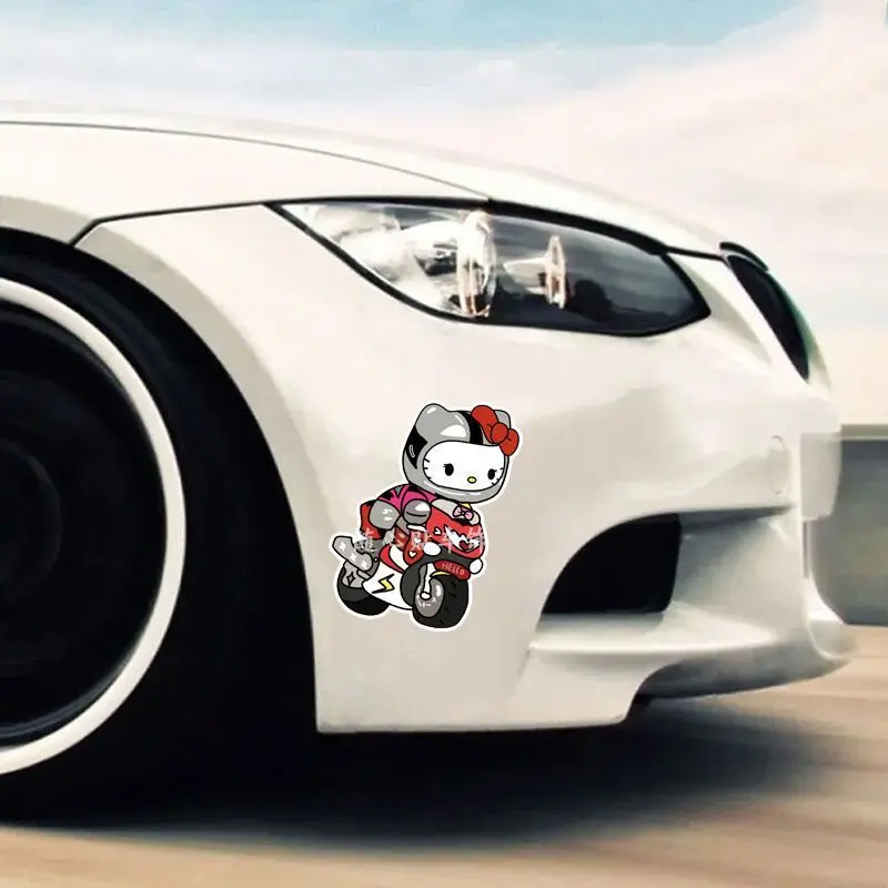 

Кавайная оригинальная декоративная пленка Sanrio для кузова автомобиля, наклейка с героями мультфильмов Hellokitty, ремонт царапин, автомобильная наклейка, милые декоративные аксессуары
