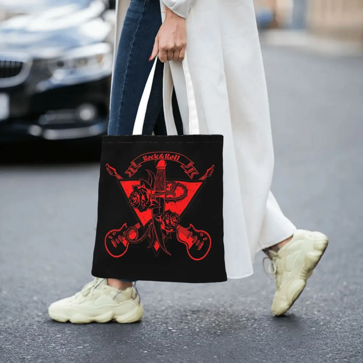 Rock And Roll Totes Canvas Handbag Women Canvas Shopping Bag