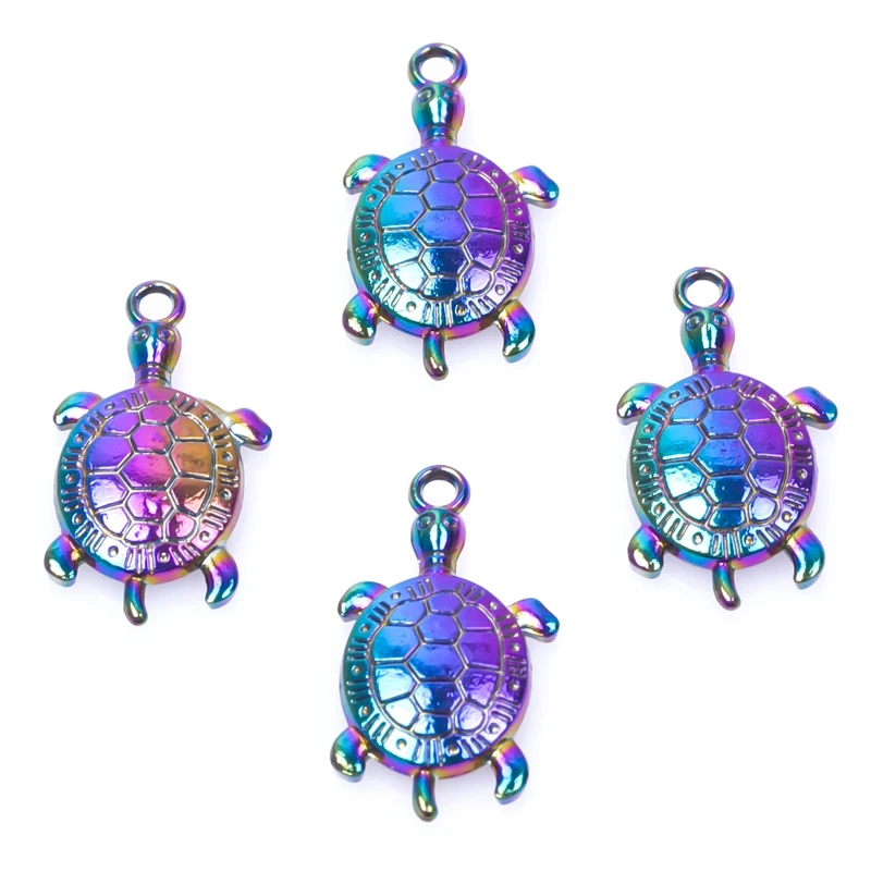 

10PCS Alloy Tortoise Shape Charms Pendant Accessory Rainbow Color For Jewelry Making Necklace Earring Metal Bulk Wholesale