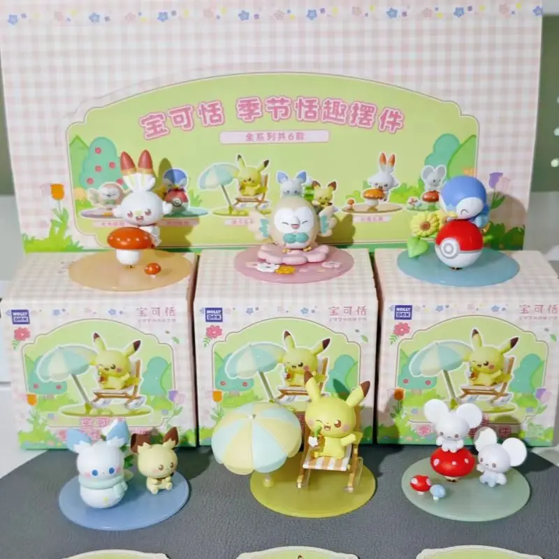 Фото Официальные оригинальные коллекционные фигурки Pokemon Pokepeace Seasonal Fun Ornaments в закрытой упаковке, полный набор из 6 видов: Пикачу, Пиплуп, Роулет, подарок для коллекционеров. №5