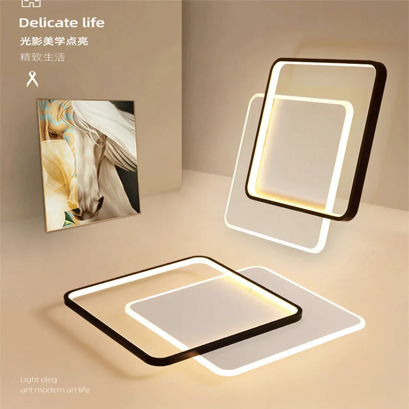 New minimalist dining room light simple modern atmosphere square bedroom led ceiling light Nordic study light