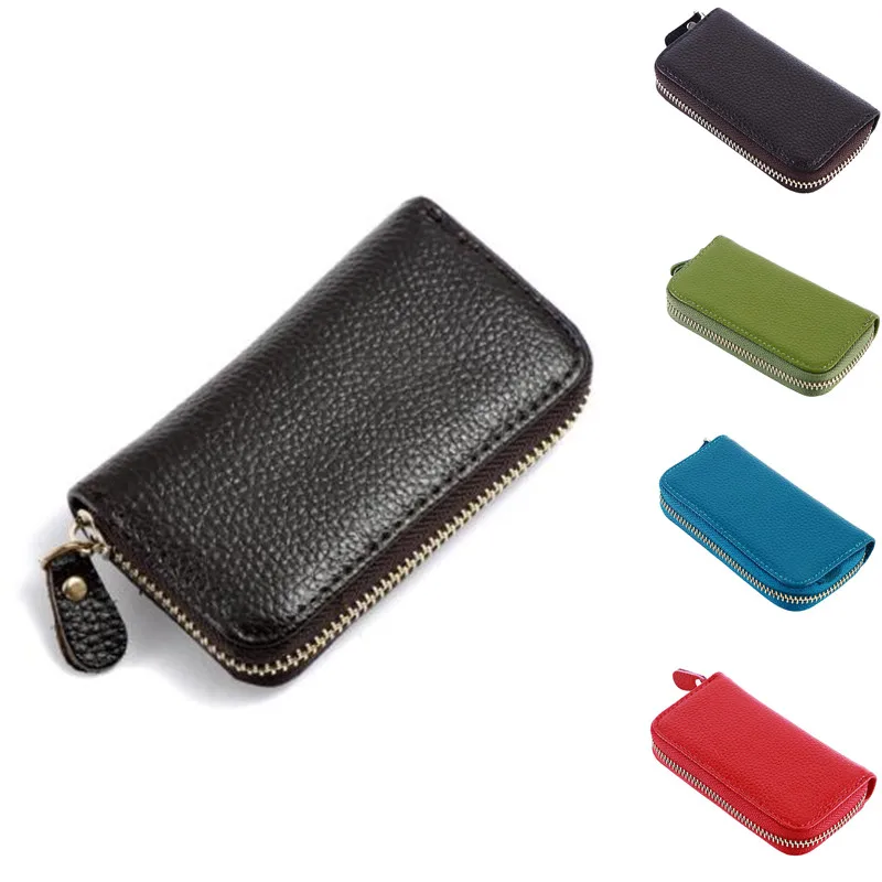 

Fashion New Women Men's Cowhide Leather Zipper Purse Bag Car Key Wallets Card Holder Fashion Multifunction Housekeeper Holders
