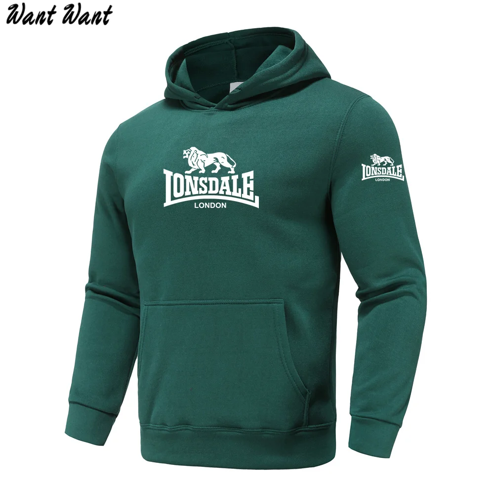 

2022 Fall Winter New LONSDALE Printed High Quality Fleece Men's Casual Hoodie Harajuku Basic Sports Men's Pullover Hoodie Top