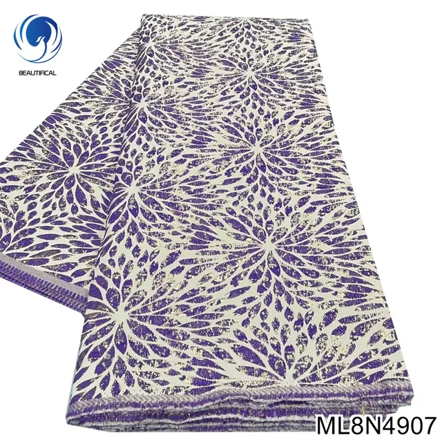 Latest Jacquard Organza Fabric Nigerian Brocade Lace Fabric Skin Healthy African Tulle Net Lace for Women Wedding Dress ML8N49 2