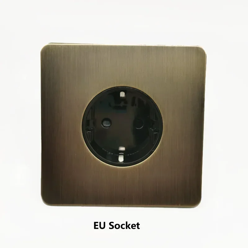 

Новая зеленая бронзовая матовая металлическая панель, настенный двухсторонний переключатель, розетка европейского стандарта для улучшения дома