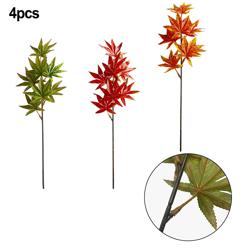 

Artificial Maple Leaves Branch Fake Fall Leaves Stems Plants For Home Maple Leaf Flower Arrangement Decoration Autumnal Plant