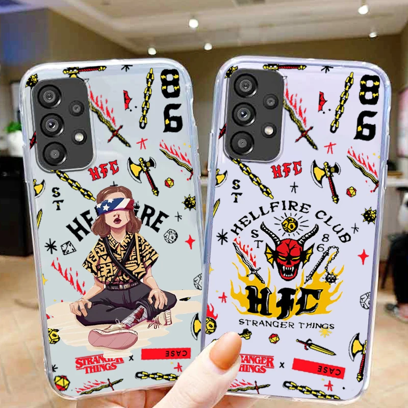 

Luxury Cool Stranger Things Phone Case For Samsung A73 A72 A71 A53 A52 A51 A42 A32 A23 A22 A21S A13 A12 A03 A02 Transparent
