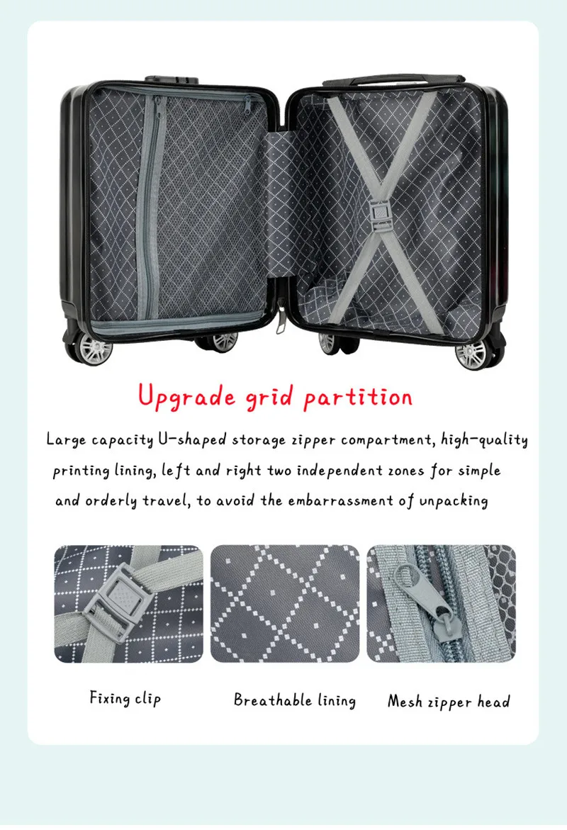 14 In Women's Suitcase Travel Bag Anti-scratch Medium ABS Spinner Whole Transaction Document Bag Rolling Travel Luggage Suitcase
