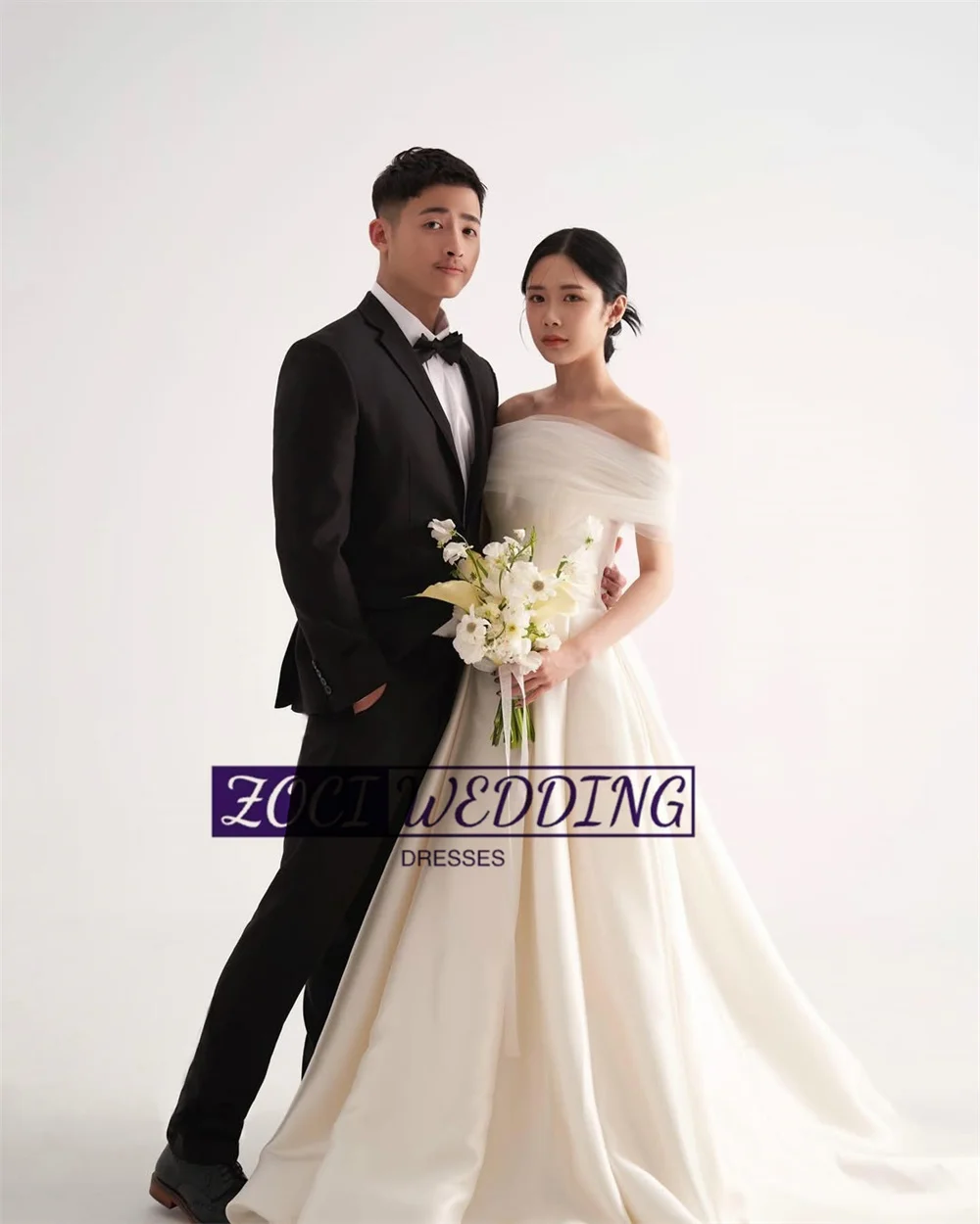 Zoci Простые корейские свадебные платья без бретелек трапециевидной формы для