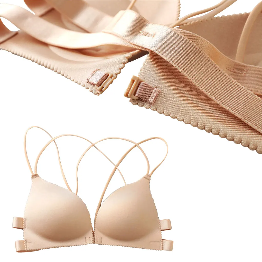 Push Up Bra No Wire Women Front Clasped Type Breathable Bra with Shoulder Straps Women lingerie