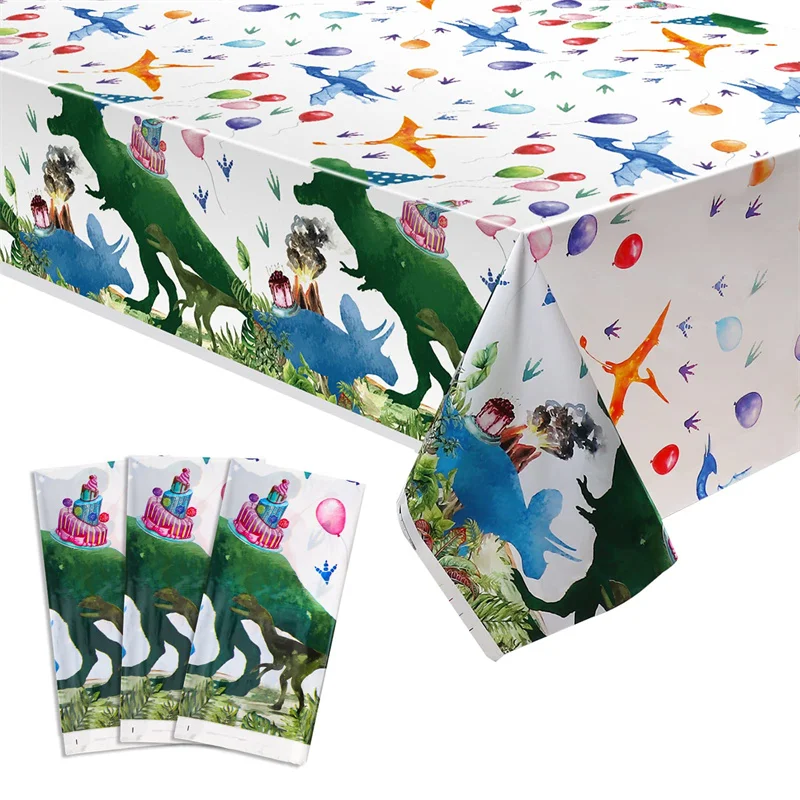 

Dinosaur Baby Shower Birthday Party Decor Tablecloth Dino Party Supplies for Boy Girl Birthday Plastic Disposable Table Cover