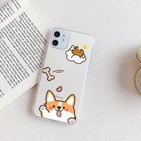 cartoon phone case for iphone 13 12 11 pro max xr x xs se plus corgi shiba dog animal pattern silicone cover gift