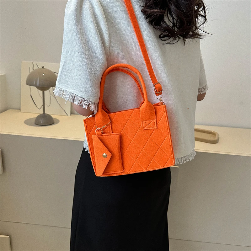 

Women Shopping Bag Solid Color Felt Tote Purse Elegant Satchel Bags Casual Female Clutch Messenger Bag Crossbody Bag