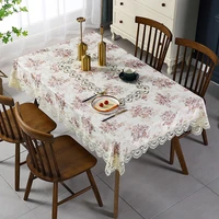 pastoral style lace tablecloth waterproof vintage lace flower embroidery table cover dining home hotel decor tablecloth square