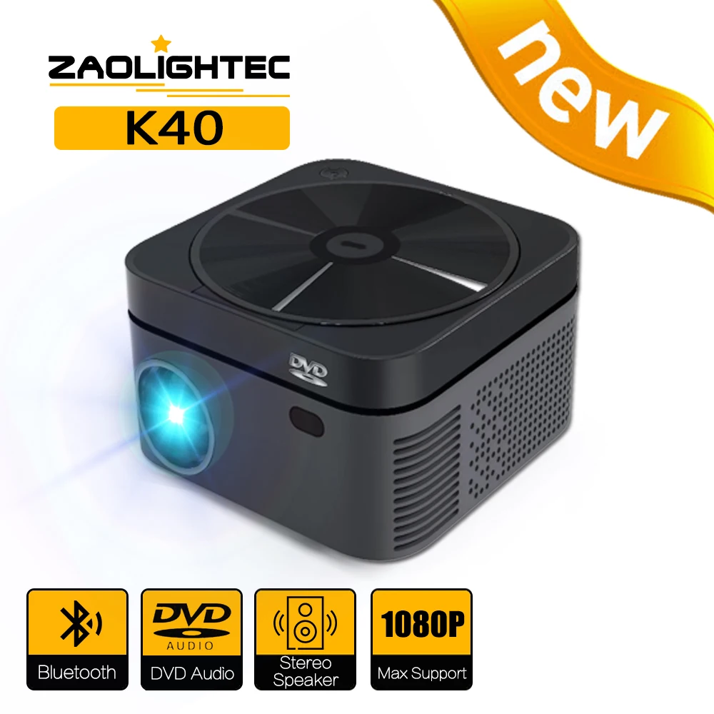 ZAOLIGHTEC K40 Projector 1080 Pvideo LED DVD Projectors Dual Full HD For Home Theater