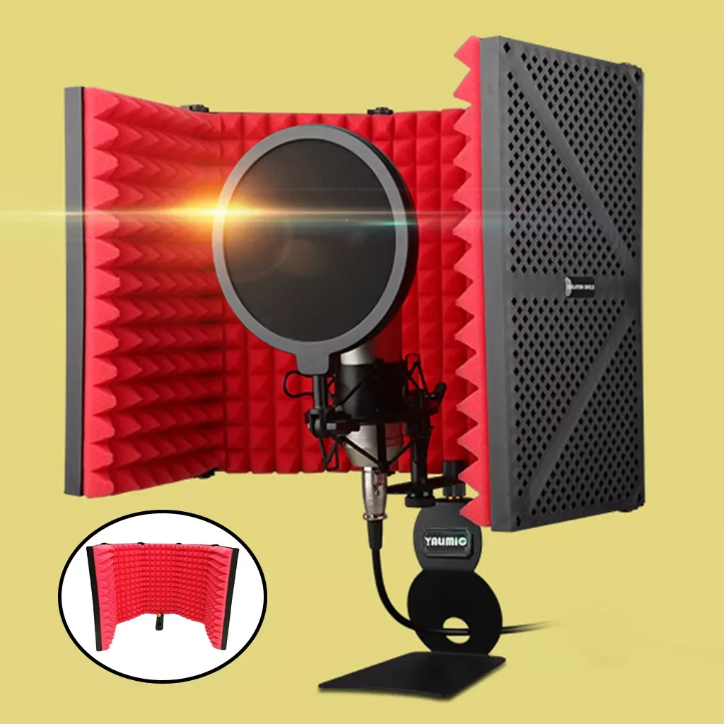 Enlarge Studio Microphone Shield For Recording Broadcast Foldable Foam Isolation Shield Recording Studio Living Equipment