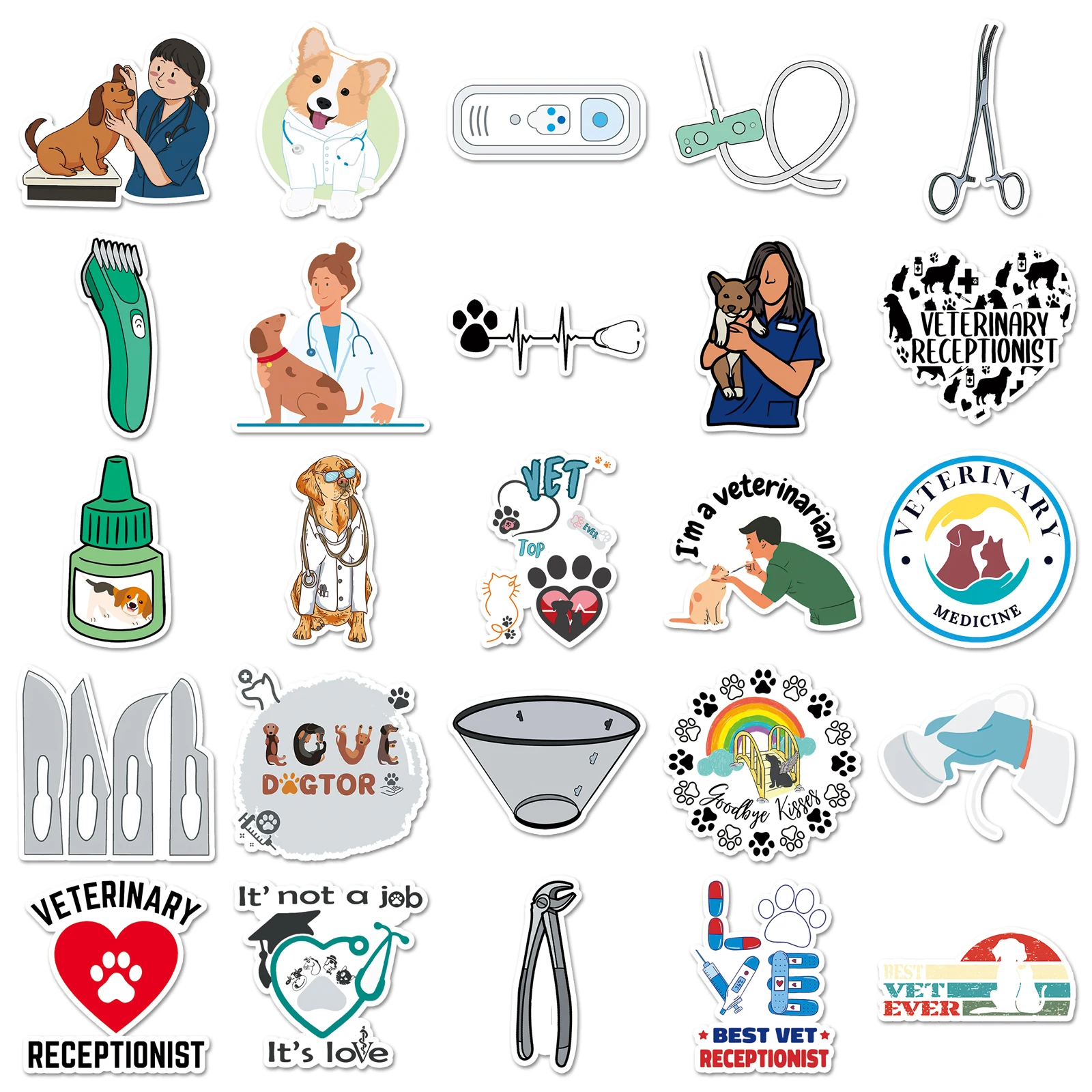 50 шт. ветеринарная серия милые наклейки с граффити чемодан ноутбук гитара