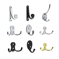 6 pcs wall hooks with screws alloy single hanging hook bathroom hook coat clothes hanger two colors available home accessories