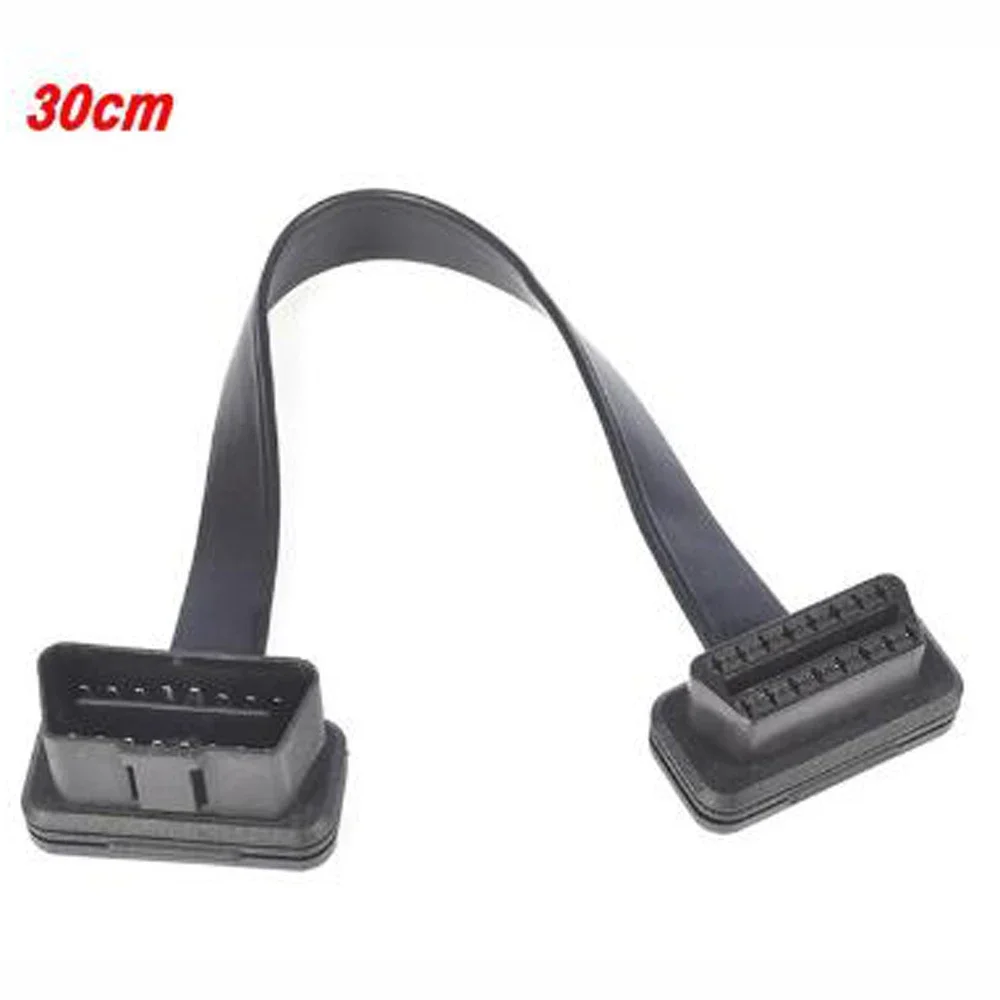 

30/60/100 см плоский + тонкий, как лапша, 16-контактный разъем OBD OBDII OBD2, 16-контактный удлинительный кабель для автомобильного сканера, 8-ядерный разъем