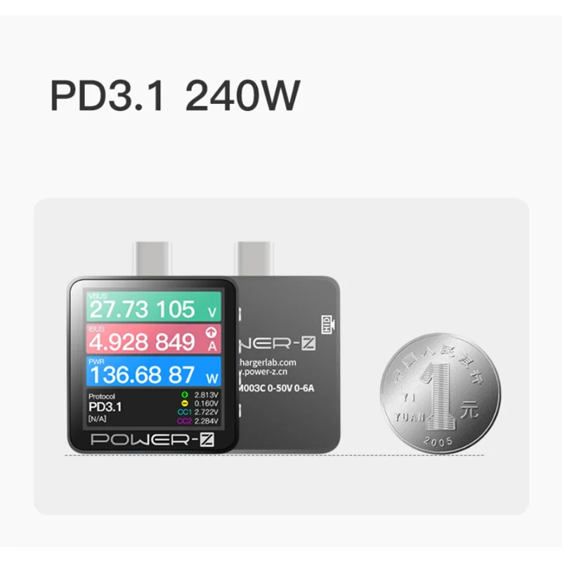 Тестер протоколов быстрой зарядки ChargerLAB POWER-Z 240W PD3.1 Fusion KM003C с функцией измерения мощности (art.: 3920d9798ceeb) - 3920d9798ceeb