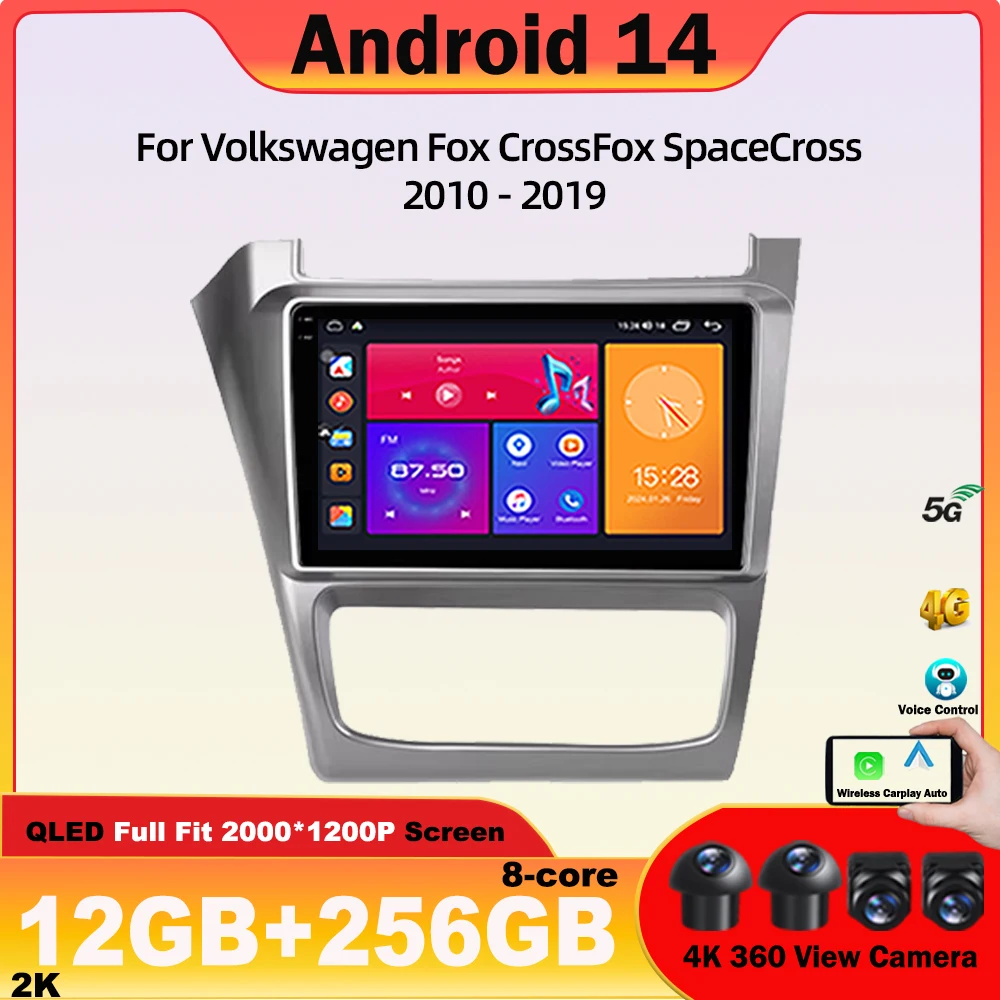 Автомобильное радио Android 14 для Volkswagen Fox CrossFox SpaceCross 2010-2015 навигация Carplay головное
