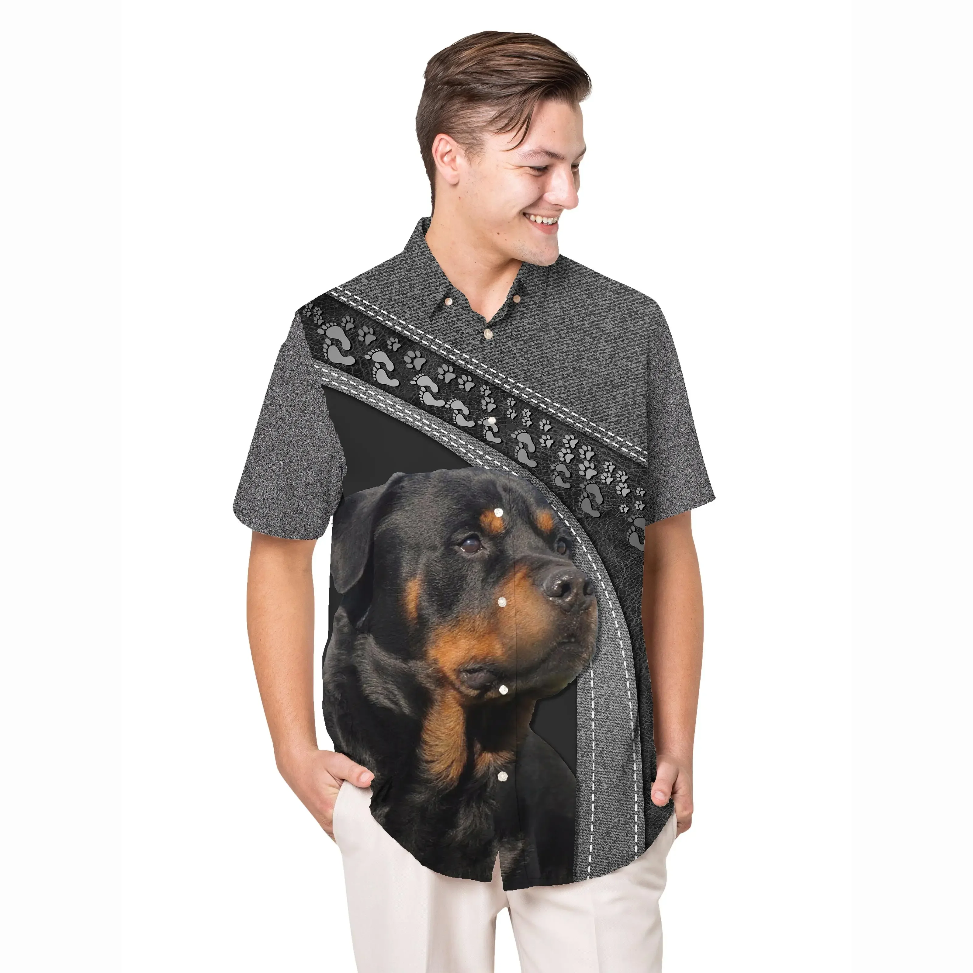 Jumeast Rottweller гавайская рубашка с рисунком собаки Алоха животных тропическая