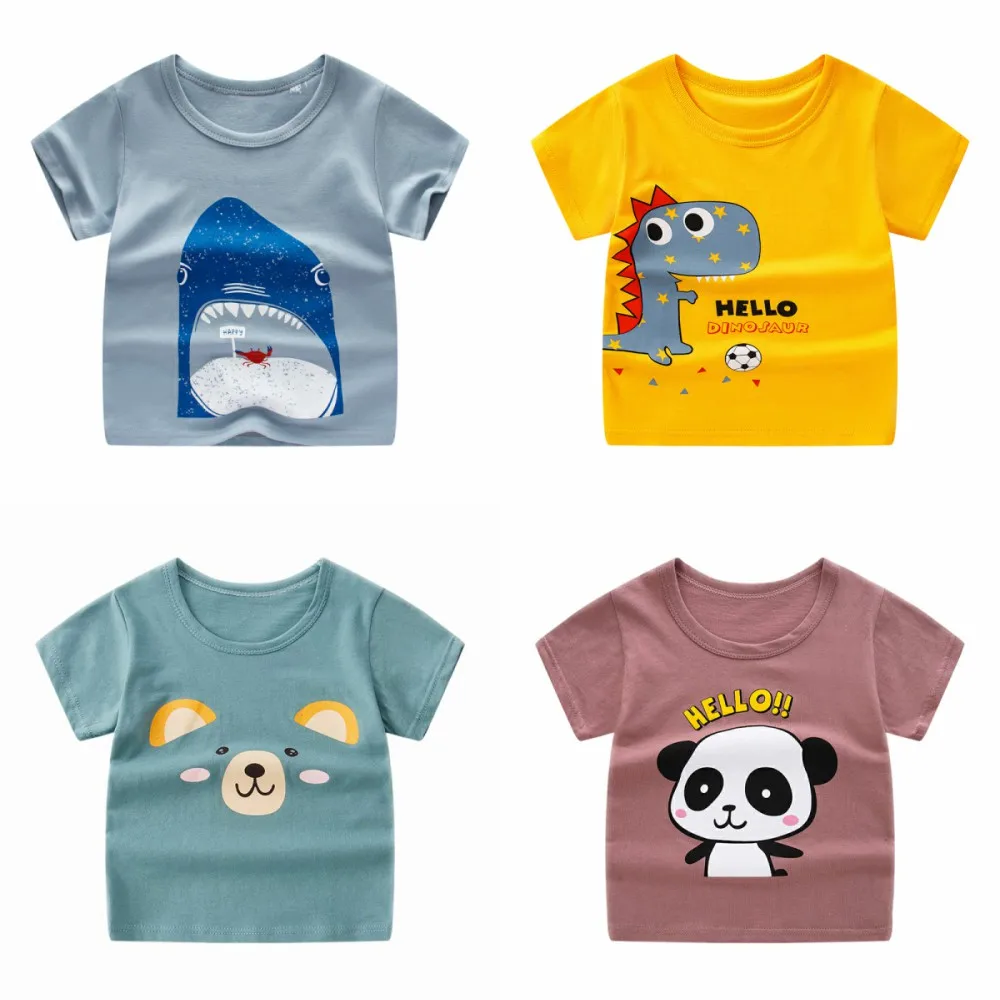 

Summer Boys Clothes 2022 New Cotton Boys Graphic Tee Shortsleeve Fashion Young Baby Shark Dinosaur Cartoon Tops Outfit T-shirt