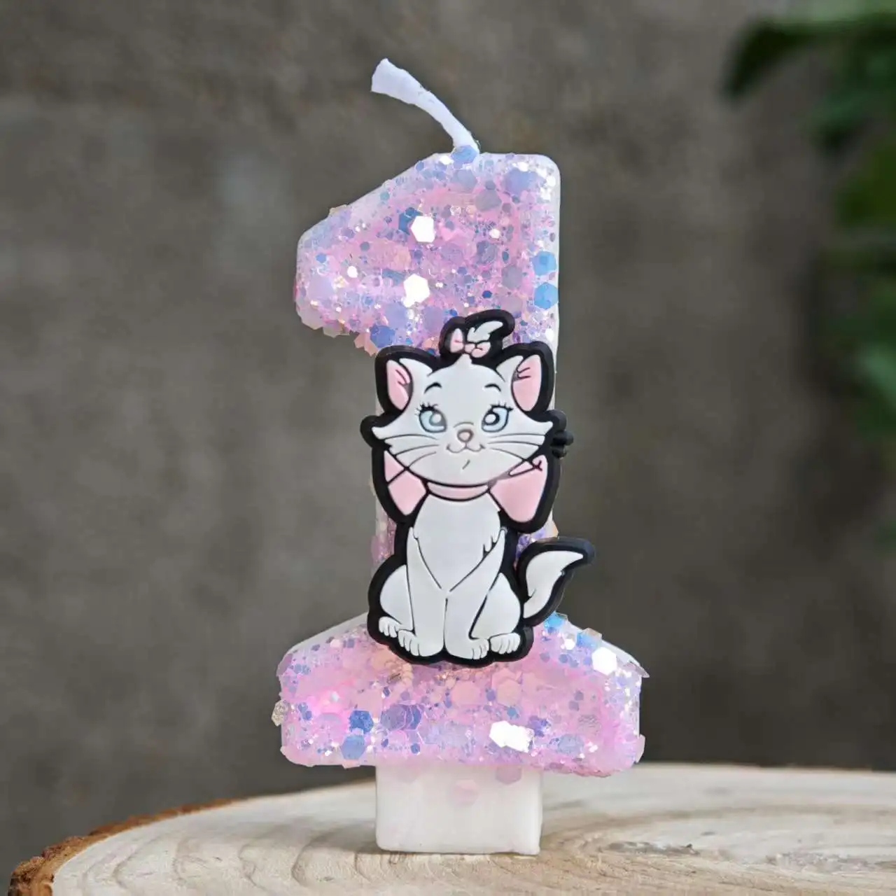 Фото Розовая свеча Marie Cat, номер 0-9, украшение для торта на день рождения, детский топпер для торта на день рождения, игрушки для детского душа, подарки №2