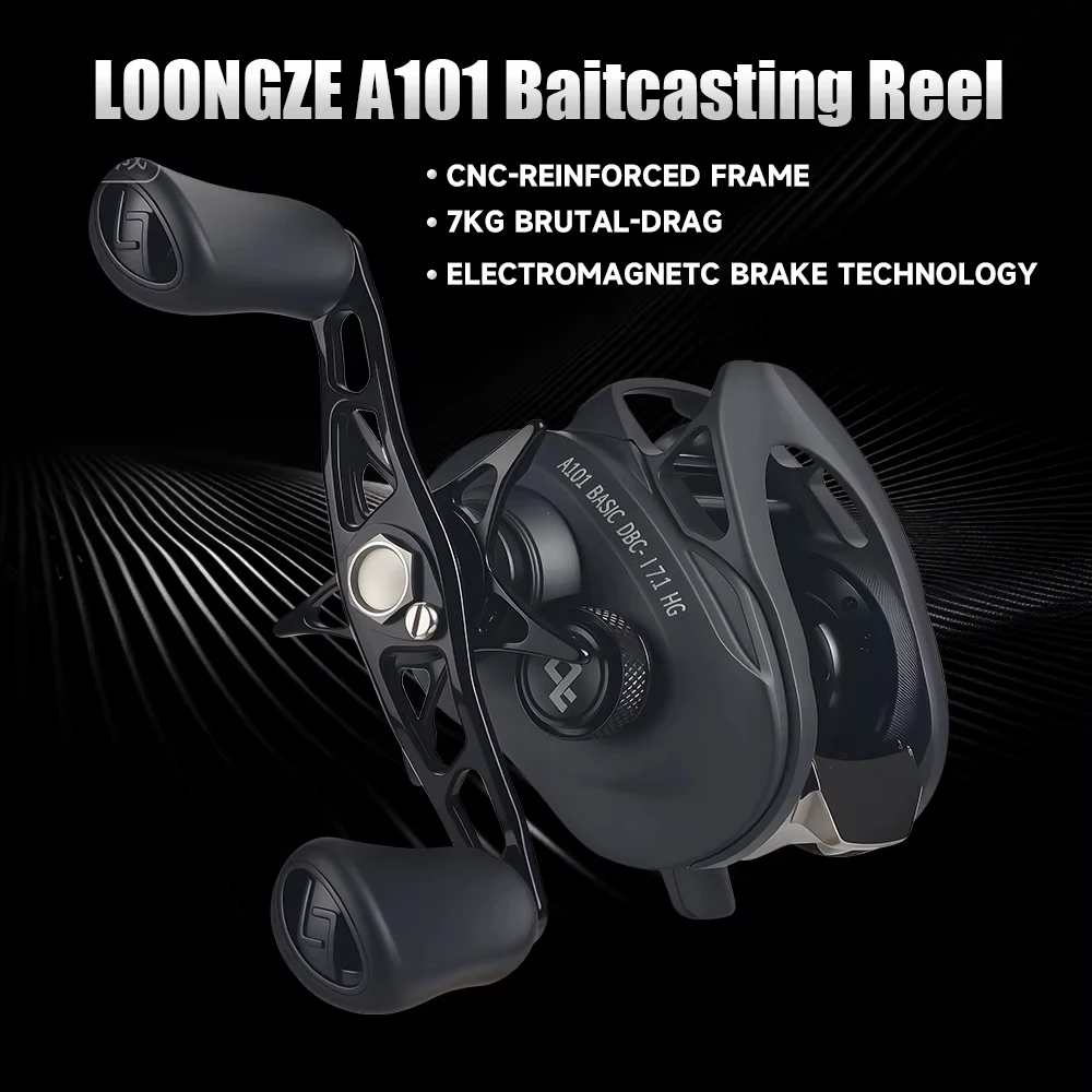 Фото LOONGZE Airlite A101MBS A101DBC-1 Рыболовная катушка для приманки Низкопрофильная катушка с ЧПУ, обработанная металлом 7,1:1, магнитная тормозная система №5