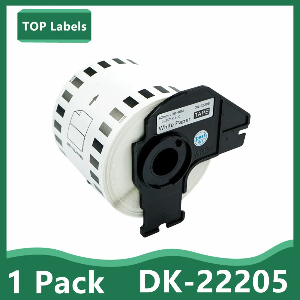 

1 Roll Compatible DK-22205 Black on White Label 62mm*30.48M For Brother QL-500/Ql-550/570/580/650/700 Continuous Stick Paper