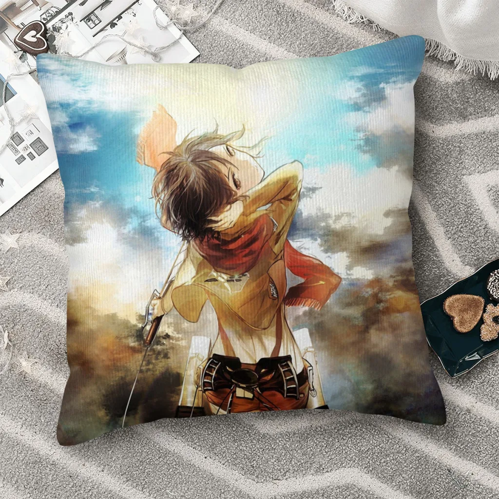 

Sun Cojines Attack on Titan Giant Fighting Anime Throw Pillow Case Cushion Covers Home Sofa Chair Decorative Backpack