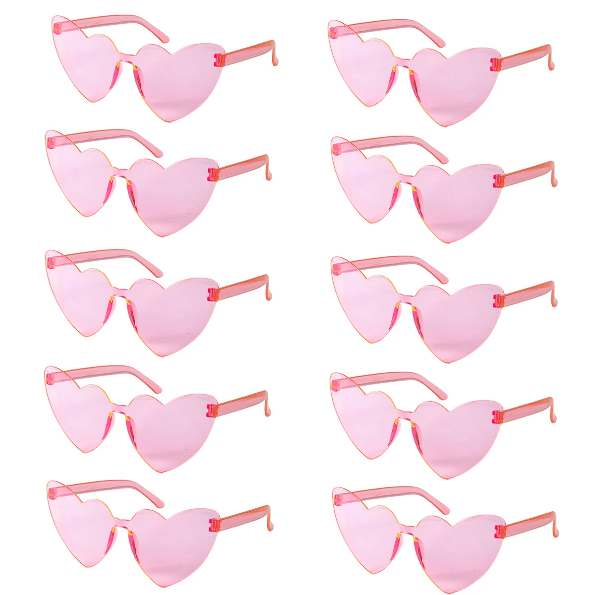 

Сердечные солнечные очки, розовый, красный, пластик, 10 шт.