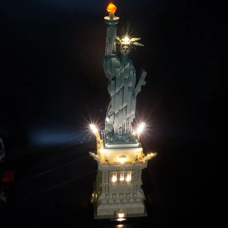 For Statue Of Liberty Architecture 21042 Building Blocks Set Lamp Lighting Diy Toys No Model