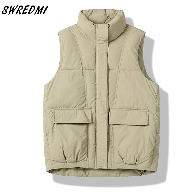 

2023 New Autumn And Winter Warm Vest Coat Woman Casual Short Waistcoat S-2XL Clothing Snow Wear Indoor Gilet SWREDMI