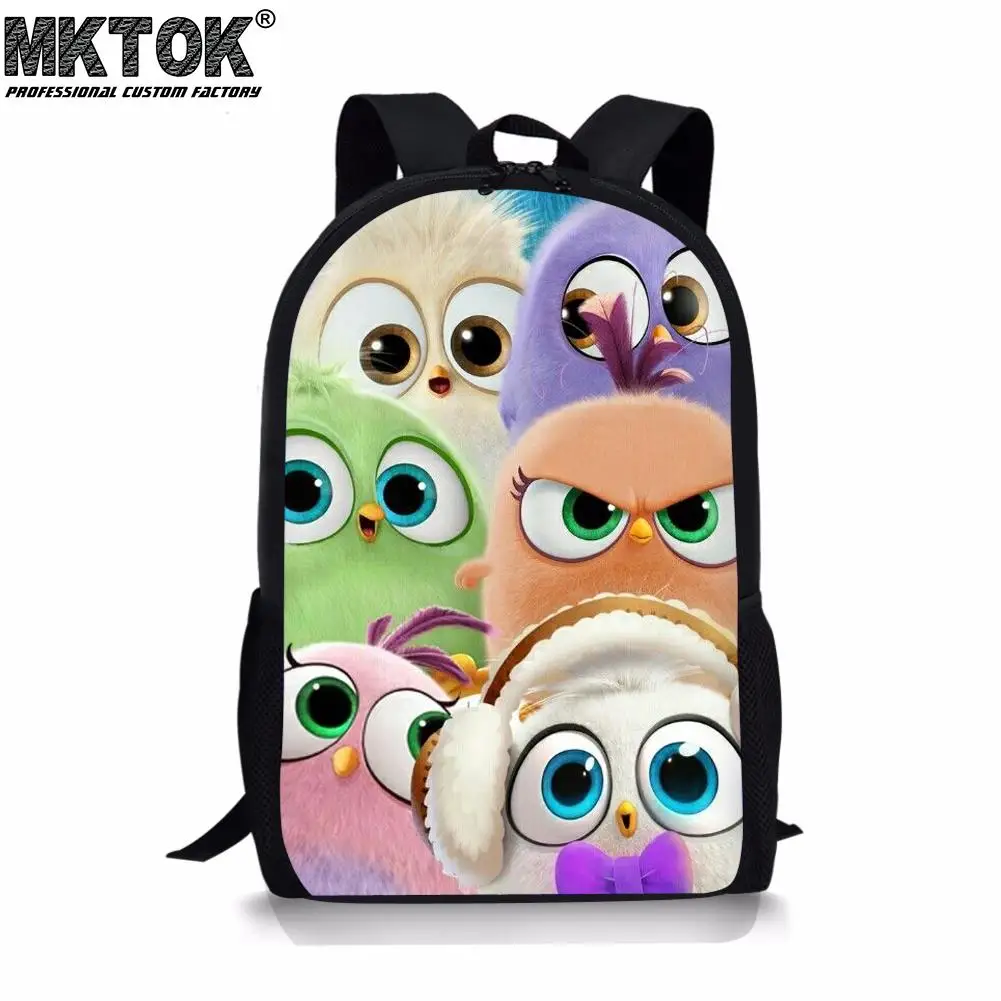 Cartoon Angry Bird Print School Bags for Girls Customized Cute Kids Backpack Waterproof Mochila Infantil Free Shipping