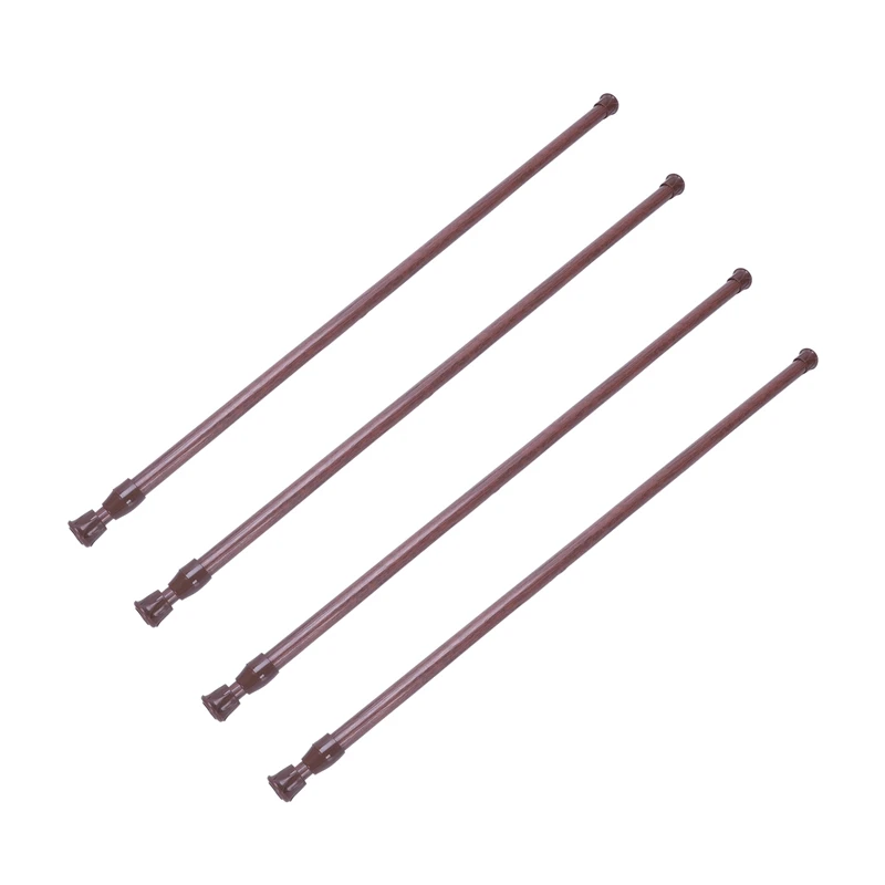 

4X Extendable Telescopic Spring Loaded Net Voile Tension Curtain Rail Pole Rods,55-90Cm,Wood Color
