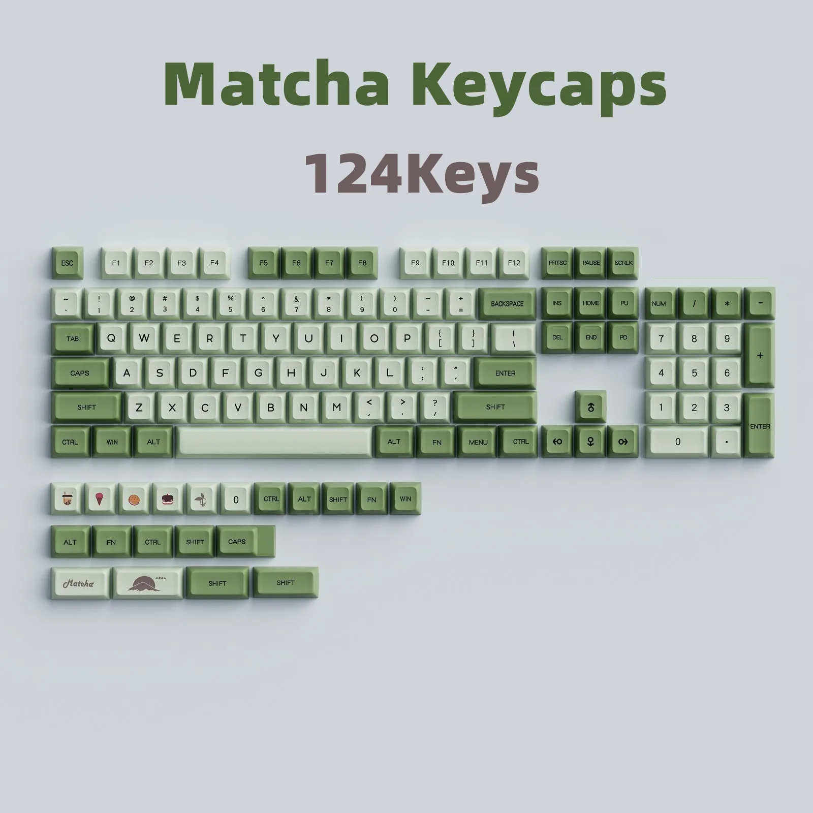 

【Skyline】Original Matcha Keycap XDA Height PBT Sublimation Keycap 124 Full-key Customized Personalized Mechanical Keyboard Boxed