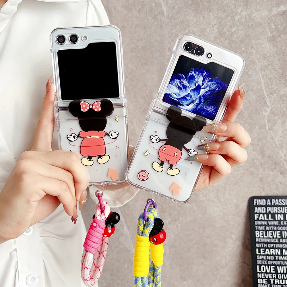 Cute Cartoon Mickey Minnie for With Widgets Magsafe Magnetic Bracket Phone Case Samsung Galaxy S23 S24 Plus Ultra 5G Cover