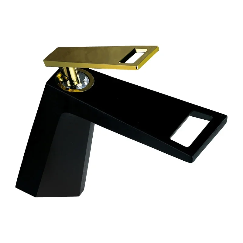 Modern Hot Cold Bathroom Tap Single Lever Deck Mounted Washroom White Metal Finished Brass Lavatory Faucet