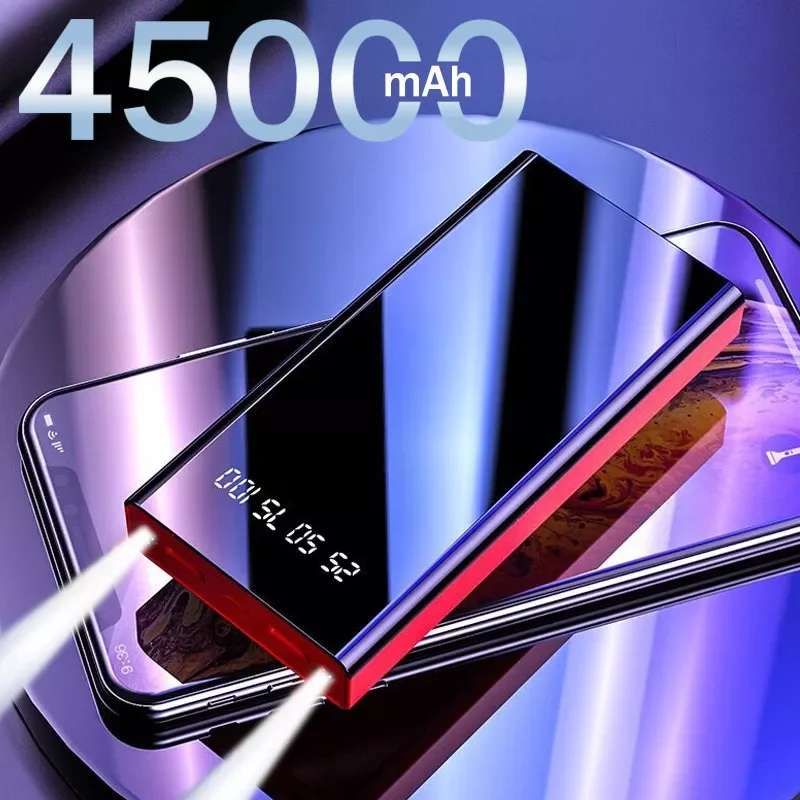 

NEW2023 45000mah mobile power supply for iPhone and Android external battery pack USB LED portable charging Poverbank portable c