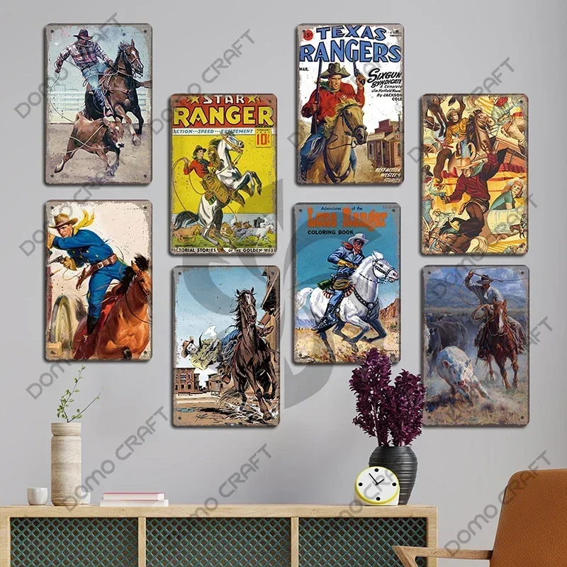 Винтажный постер в стиле вестерн ковбои металлические жестяные знаки одиночный