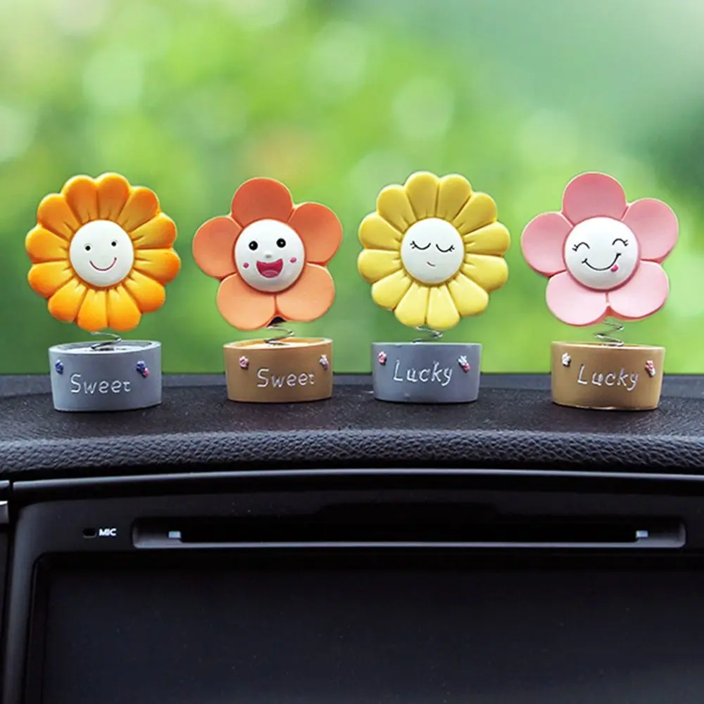 

Cute Cake Decoration Desktop Creative Home Interior Accessories Car Ornament Sunflower Shaking Head Interior Accessories