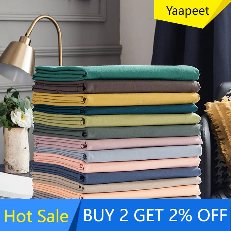 

Yaapeet 100% Cotton solid flat bed sheet summer soft cozy bed linen for bedroom decoration single double queen king size bedding