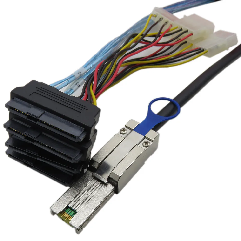 

1M 0.5M SFF-8088 To SFF-8482 SAS SATA Cable Mini SAS 26Pin SFF 8088 to 4 SFF 8482 SAS 29Pin SAS Cable With Big 4Pin Power Cable