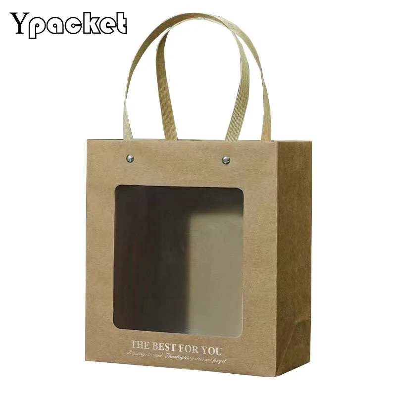 Handle Bag with Window Drawer Kraft Gift Box Wholesale 12pcs/Lot Cup Packaging Towel Gift Packaging