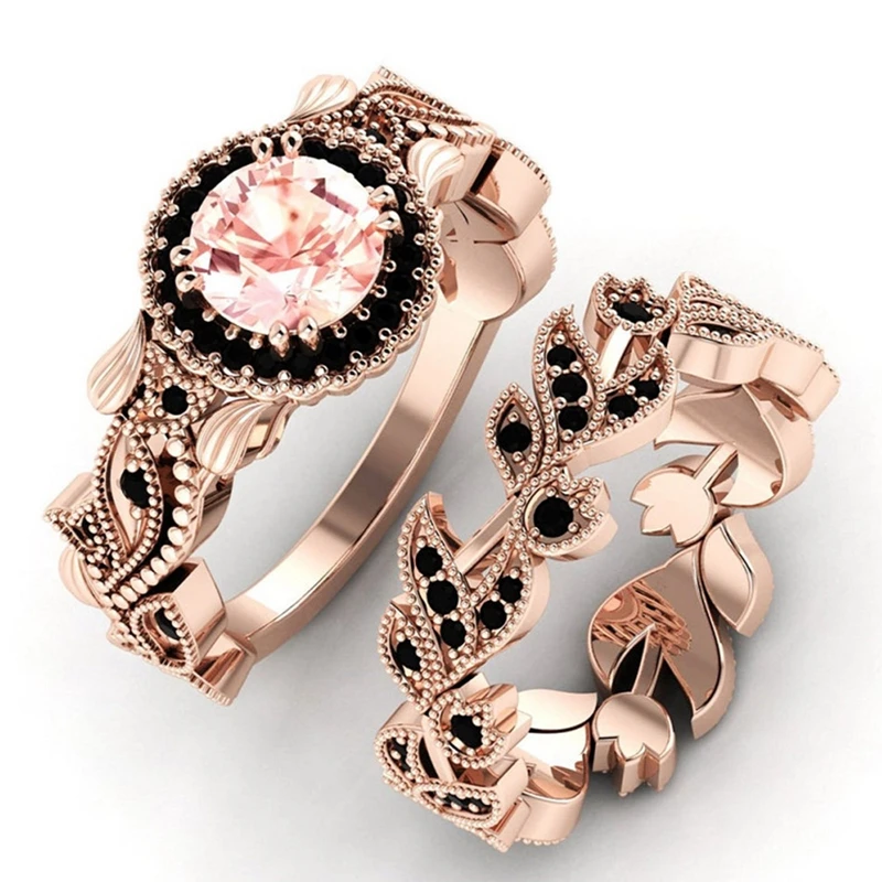 

Luxury Fashion Round Cut Champagne / White Cubic Zirconia Rings For Women Personality Band Ring Drop Shipping