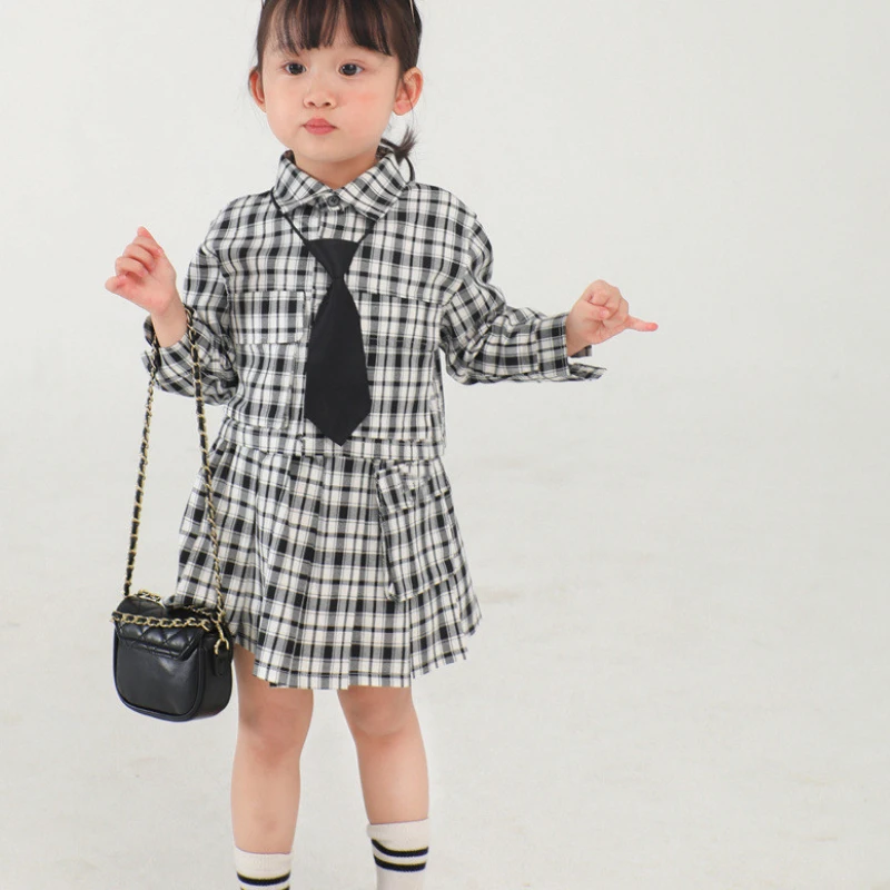 Детская одежда костюм в черно-белую клетку новинка на весну и осень Детский для